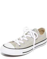 Grey Horizontal Striped Canvas Low Top Sneakers