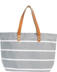 Grey Horizontal Striped Canvas Tote Bag