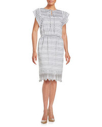 Lord & Taylor Embroidered Stripe Dress