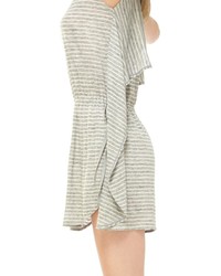 Max Studio Striped Linen Jersey Dress With Drawstring