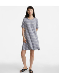LOFT Petite Lou Grey Stripe Seamed Signaturesoft Tee Dress