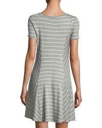 Kensie Scoop Neck Short Sleeve Striped Jersey Dress