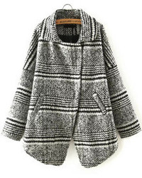 Lapel Striped Woolen Coat