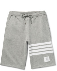 Grey Horizontal Striped Cotton Shorts