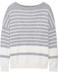 Grey Horizontal Striped Crew-neck Sweater