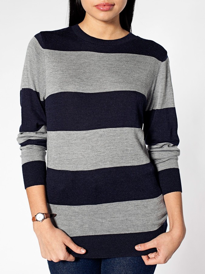American Apparel Unisex Knit Wide Stripe Sweater Crew Neck, $62