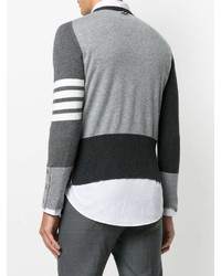 Thom Browne Crewneck Pullover With 4 Bar Stripe In Grey Funmix Cashmere