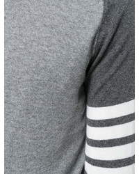 Thom Browne Crewneck Pullover With 4 Bar Stripe In Grey Funmix Cashmere