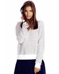 Wildfox Couture Essentials V Neck Baggy Beach Jumper In Grey Stripes