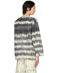 Vitelli Gray White Striped Sweater