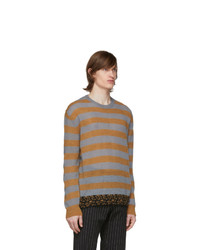 Dries Van Noten Grey And Orange Striped Sweater
