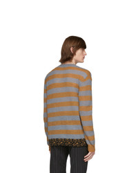Dries Van Noten Grey And Orange Striped Sweater