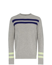 The Elder Statesman Grey Cashmere Heavy Space Stripe Sweater