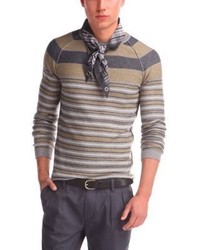 Hugo Boss Kema Wool Striped Sweater M Grey