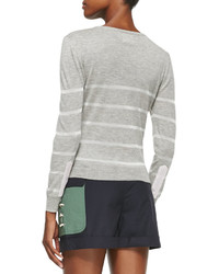 Band Of Outsiders Long Sleeve Knitted Striped Sweater