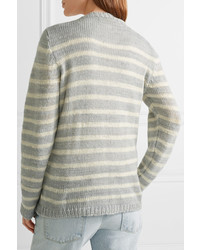 The Elder Statesman Picasso Striped Cashmere Sweater Light Gray