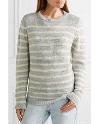 The Elder Statesman Picasso Striped Cashmere Sweater Light Gray