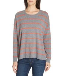 Eileen Fisher Stripe Boxy Cashmere Wool Sweater