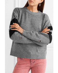 Current/Elliott The Yates Distressed Striped Knitted Sweater