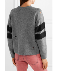 Current/Elliott The Yates Distressed Striped Knitted Sweater