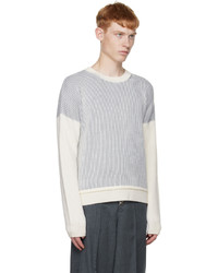 CALVINLUO White Gray Stripe Sweater