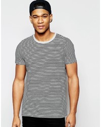 Asos Brand T Shirt In Fine Stripe In Gray