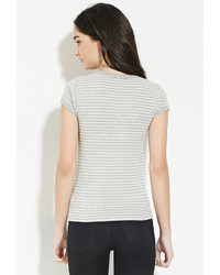Forever 21 Contrast Trim Striped Tee