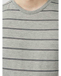 Topman Gray Jacquard Stripe T Shirt