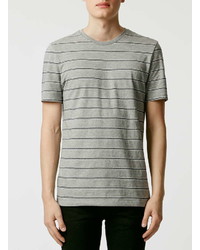 Topman Gray Jacquard Stripe T Shirt