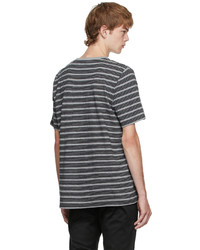 Saint Laurent Grey Black Striped T Shirt