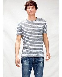 Mango Outlet Striped Linen Blend T Shirt