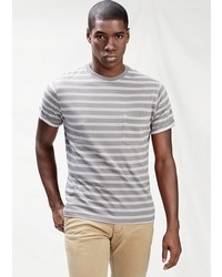 Mango Outlet Chest Pocket Striped T Shirt