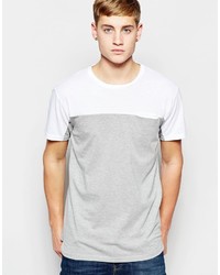 Pull&Bear T Shirt With Contrast Cut Sew Stripe In Gray