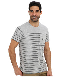 U.S. Polo Assn. Short Sleeve Crew Neck Striped T Shirt W Solid Yoke