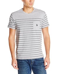 U.S. Polo Assn. Short Sleeve Crew Neck Striped T Shirt With Solid Yoke