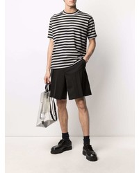 Junya Watanabe MAN Short Sleeved Striped Side Slit T Shirt