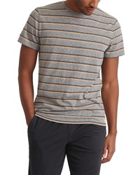 Marine Layer Signature Recycled Polyester Blend Tee In Heather Grey Sunset Stripe At Nordstrom