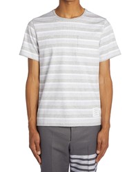 Thom Browne Stripe Pocket T Shirt In Pastel Grey At Nordstrom