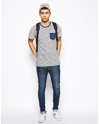 Solid Stripe T Shirt With Anchor Print