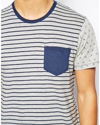 Solid Stripe T Shirt With Anchor Print