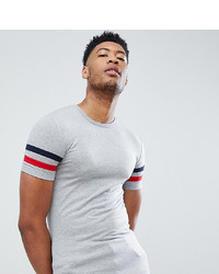 ASOS DESIGN Tall Muscle Fit T Shirt With Contrast Sleeve Stripe Marl