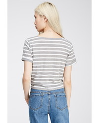 Forever 21 Tie Front Striped Tee