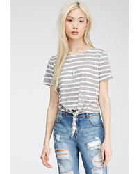 Forever 21 Tie Front Striped Tee