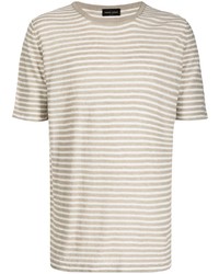 Roberto Collina Two Tone Striped Linen T Shirt