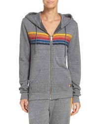 Grey Horizontal Striped Hoodie