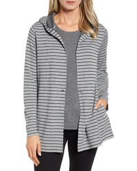 Chaus Double Stripe Hooded Button Cardigan