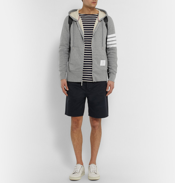 THOM BROWNE Striped Loopback Cotton-Jersey Zip-Up Hoodie for Men