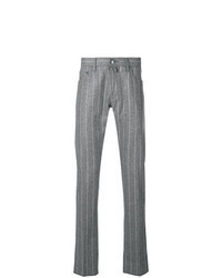 Grey Horizontal Striped Jeans