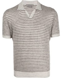 Corneliani Striped Linen Silk Polo Shirt