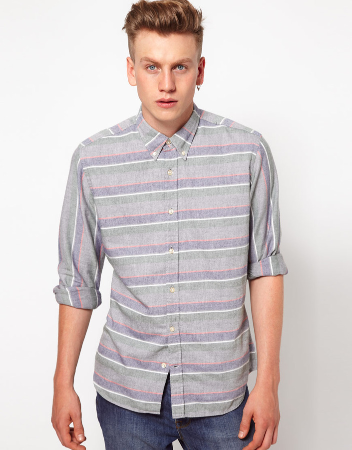 J. Lindeberg J Lindeberg Shirt Horizontal Stripe Grey, $171 | Asos ...